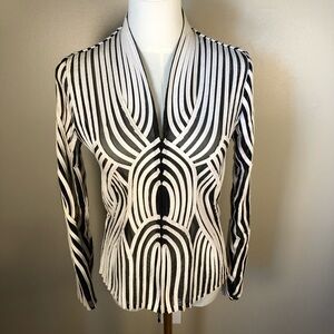Alexandra Rosati Geo Ribbon Mesh Zip Up Jacket Top Size 8